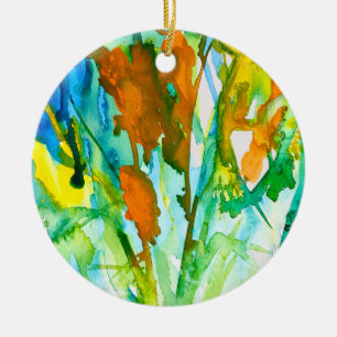 Décoration En Céramique Art floral abstrait aquarelle