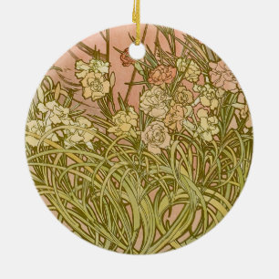 Décoration En Céramique Art Nouveau Alphonse Mucha Fleurs de carnation flo