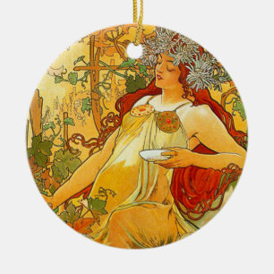 Décoration En Céramique Art nouveau d'Alphonse Mucha Automne