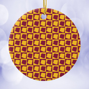 Décoration En Céramique Art Pop Arizona Damier Marron Doré