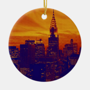 Décoration En Céramique Art pop orange bleu New York City