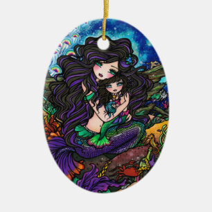 Décoration En Céramique Art sous-marin de maman et de bébé de sirène pa