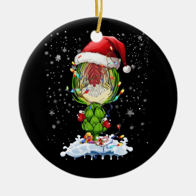 Décoration En Céramique Artichoke Lover Éclairage Noël Père Noël Artichoke (Devant)