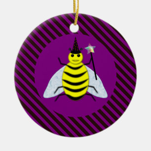 Décoration En Céramique Assistant Abeille magique d'Halloween Purple et ba