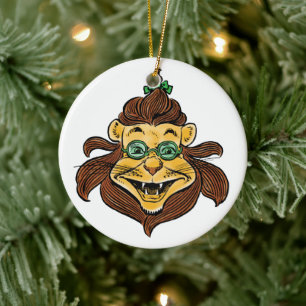 Décoration En Céramique Assistant vintage d'Oz, Lion portant des lunettes