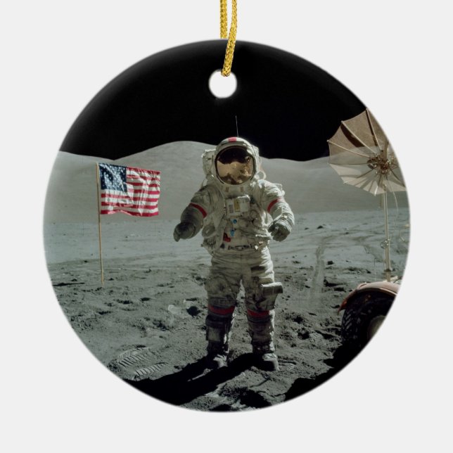 Décoration En Céramique Astronaute d'Apollo 17 dans la vallée de Littrow (Devant)