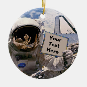 Décoration En Céramique Astronaute de la NASA tenant un panneau - Ajouter