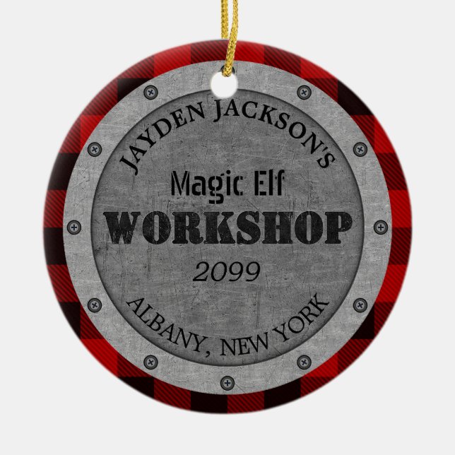 Décoration En Céramique Atelier d'aide père Noël Shed Man Cave (Devant)