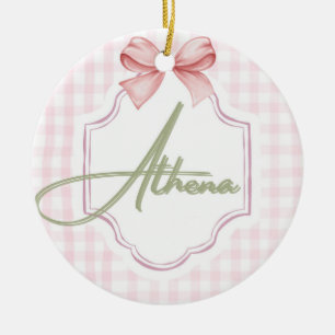 Décoration En Céramique Athena Baby Girl Nursery Bow&En vichy personnalisé