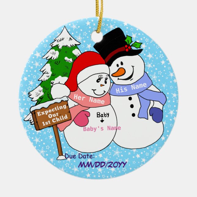 Décoration En Céramique Attendre notre ęr enfant (Devant)