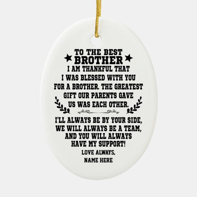 Décoration En Céramique Au Meilleur Frère De Soeur Ou Frère (Devant)