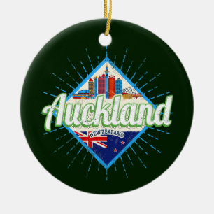 Décoration En Céramique Auckland Nouvelle-Zélande skyline rétro vintage