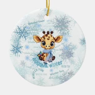 Décoration En Céramique Ausome Winter – Une girafe flocon de neige unique