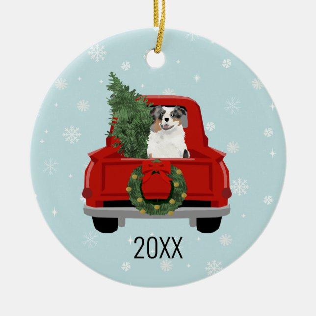 Décoration En Céramique Aussie dog blue merle christmas (Devant)