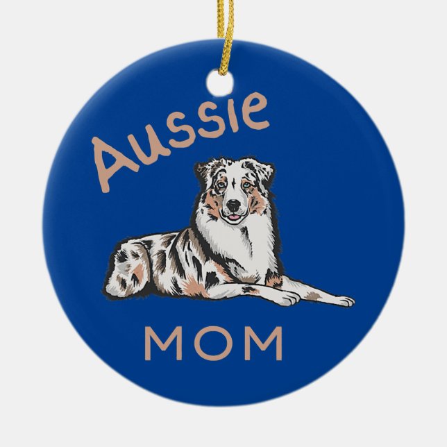 Décoration En Céramique Aussie Maman Australien Berger Aussie Chien (Devant)