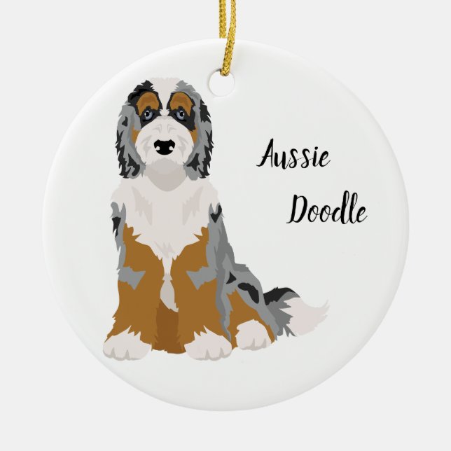 Décoration En Céramique Aussie Poodle mix, Aussiedoodle Christmas Ornament (Devant)