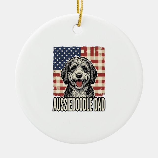 Décoration En Céramique Aussiedoodle Dad Patriotic Vintage Dog Shirt Desig (Devant)