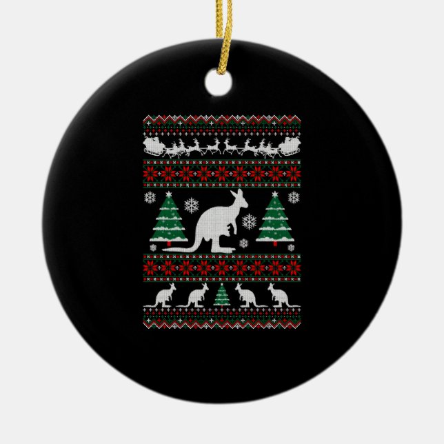 Décoration En Céramique Australian Kangaroo Ugly Christmas Tshirt (Devant)