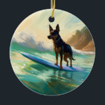 Décoration En Céramique Australian Kelpie Beach Surf Paining<br><div class="desc">Plongez dans le monde ludique de l'aventure canine avec cette peinture captivante. Un chien en ébullition se rend aux vagues, chevauchant habilement le surf sur une plage baisée par le soleil. L'oeuvre d'art vibrante capte magnifiquement l'essence de l'excitation au bord de la plage tandis que le chien court sans crainte...</div>