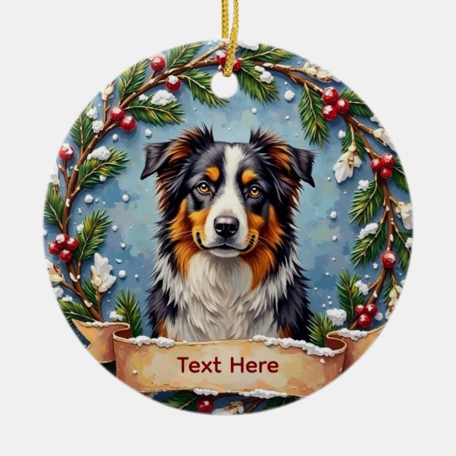 Décoration En Céramique Australian Shepherd Christmas Ornament (Devant)