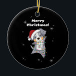Décoration En Céramique Australian Shepherd Merry Christmas Winter<br><div class="desc">The Australian Shepherd at Christmas with fairy lights. Funny animals with gifts for the holidays. Also funny for Christmas in July. Dogs are cute animals and are perfect for Christmas.</div>