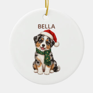 Décoration En Céramique Australian Shepherd Personalized Xmas Ornament