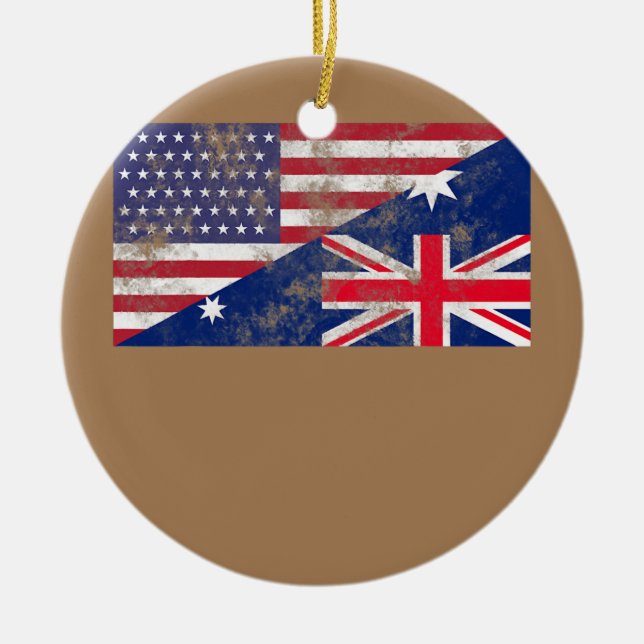 Décoration En Céramique Australie et États-Unis Drapeau amitié (Devant)