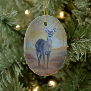 Décoration En Céramique Automne Whitetail Deer Art Orament