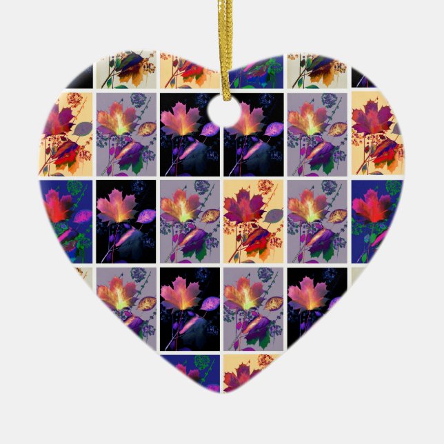 Décoration En Céramique Autumn Leaves Rustic Patchwork (Devant)