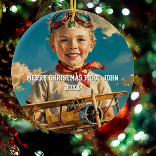 Décoration En Céramique Aviateur pilote et jouet avion XMAS personnalisé