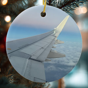 Décoration En Céramique Avion d'aviation Photo de Noël Personnalisé