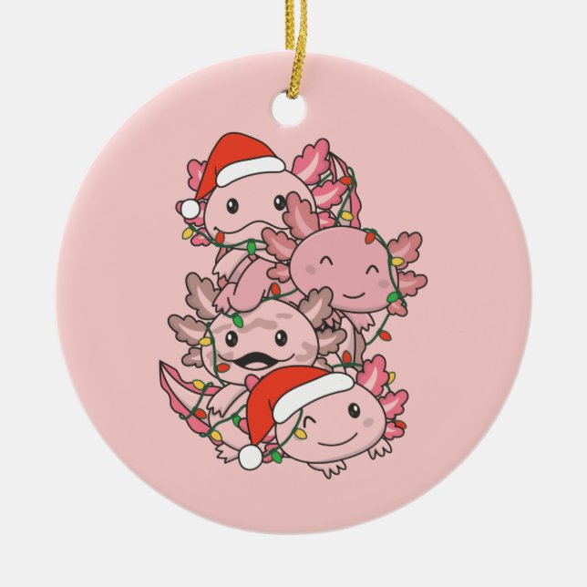 Décoration En Céramique Axolotl Arbre de Noël Animaux de Noël Axolotls (Devant)