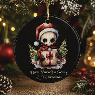 Décoration En Céramique Ayez un petit Noël effrayant de squelette
