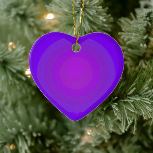 Décoration En Céramique B&W Purple Hearts Beating Ceramic Ornament (Arbre)