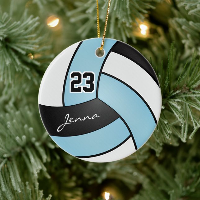 Décoration En Céramique Baby Blue, White and Black 🏐 Volleyball (Arbre)