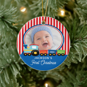 Décoration En Céramique Baby Boy First Christmas Train Photo