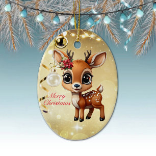 Décoration En Céramique Baby Deer, Faun, Doe, Reindeer 🦌 🎄 Joyeux Noël