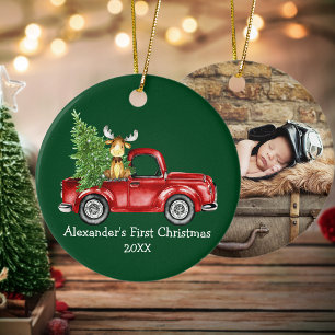 Décoration En Céramique Baby First Christmas Camion Moose PHOTO RETOUR Ver