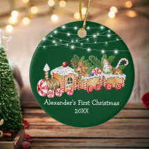 Baby First Christmas Gingerbread Feux de train