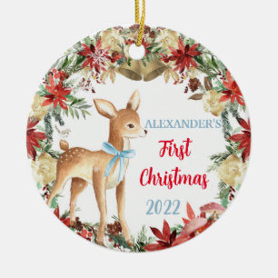 Décoration En Céramique Baby First Christmas Ornament Boy Deer