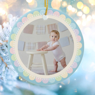 Décoration En Céramique Baby First Christmas Rainbow Flower Frame Photo