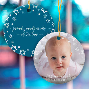 Décoration En Céramique Baby First Hanoukka Stars Snowflakes Grand-parents