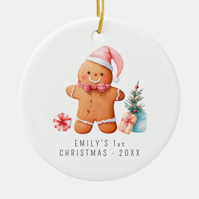 Décoration En Céramique Baby Gingerbread | Premier Noël du bébé (Devant)