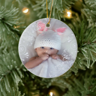 Décoration En Céramique Baby Girl First Christmas Photo Ceramic