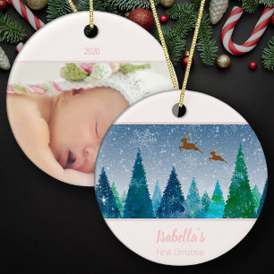 Décoration En Céramique Baby Girl First Christmas Snowflake Photo