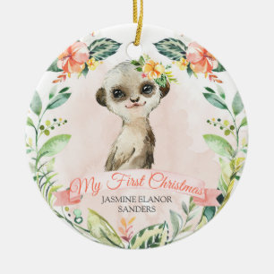Décoration En Céramique Baby Girl Meerkat First Christmas