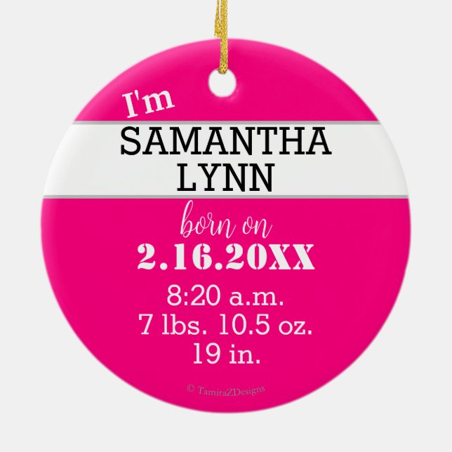 Décoration En Céramique Baby Girl Name Bonjour au monde Rose bleu (Dos)