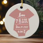 Décoration En Céramique Baby Girl Photo First Christmas Keepsaké<br><div class="desc">Un premier ornement doux pour les nouveaux parents et bébé! Ajoutez les détails de naissance à l'avant et une photo personnelle à l'arrière en utilisant la fonction de personnalisation.</div>