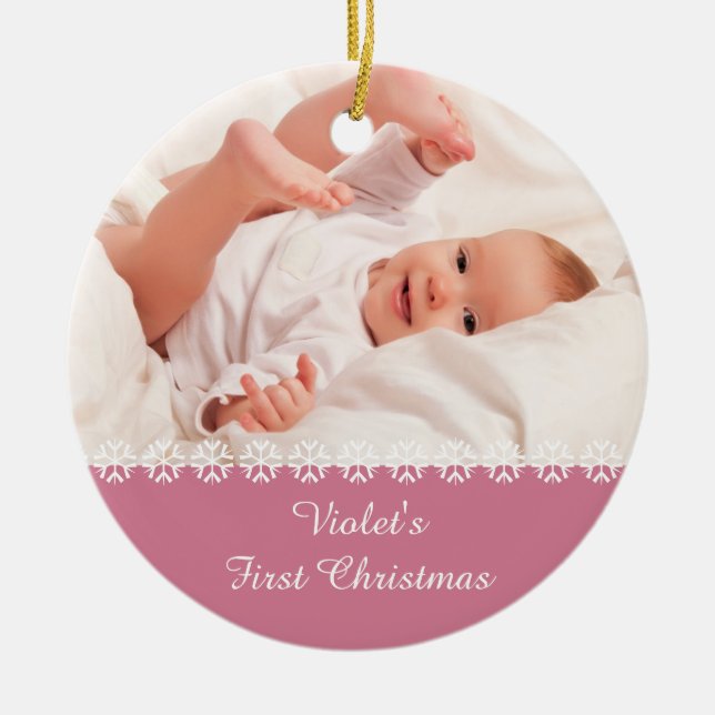 Décoration En Céramique Baby Girls First Christmas w. Photo & Statistiques (Devant)