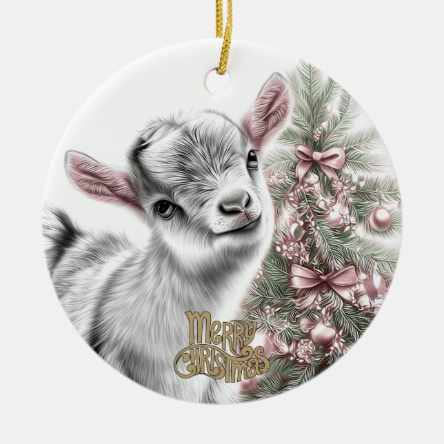 Décoration En Céramique Baby Goat Christmas 14 and YOUR PHOTO (Devant)